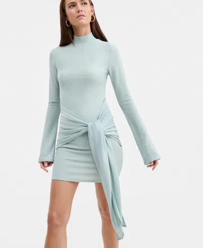 Bar Iii Women's Tie-front Shine Minidress, Macy's Exclusive In Green