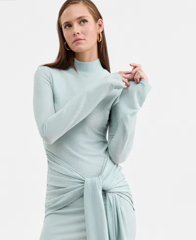 Bar Iii Women's Tie-front Shine Minidress, Macy's Exclusive In Green