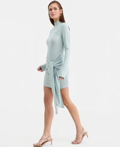 Bar Iii Women's Tie-front Shine Minidress, Macy's Exclusive In Green