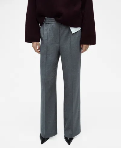 Mango Women's Elastic Waist Flared Pants In Gray