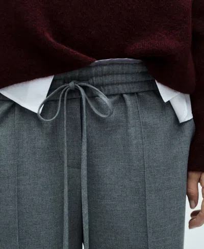 Mango Women's Elastic Waist Flared Pants In Gray