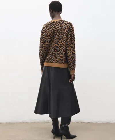 Mango Leopard Crewneck Sweater In Animal Print