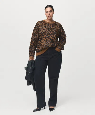 Mango Leopard Crewneck Sweater In Animal Print