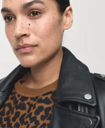 Mango Leopard Crewneck Sweater In Animal Print