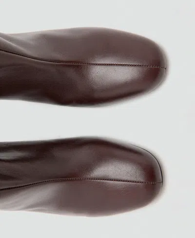 Mango Leather Knee High Boot In Brown