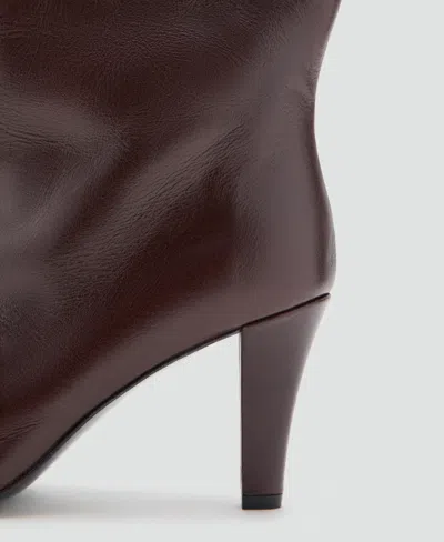 Mango Leather Knee High Boot In Brown