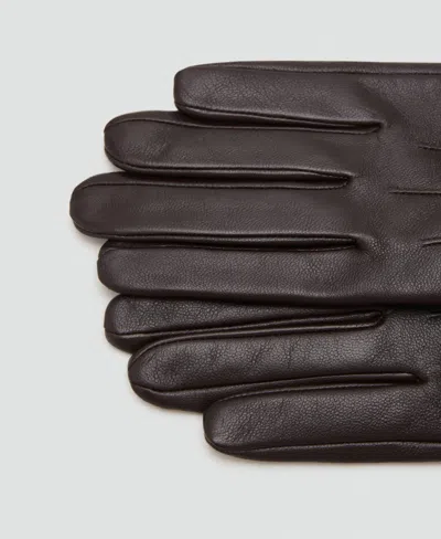 Mango Faux Fur Trim Leather Gloves In Brown