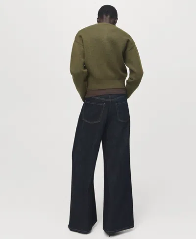 Mango Women's Buttons Chunky-knit Cardigan In Green