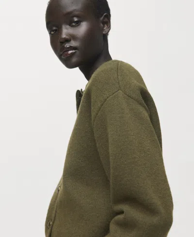 Mango Women's Buttons Chunky-knit Cardigan In Green