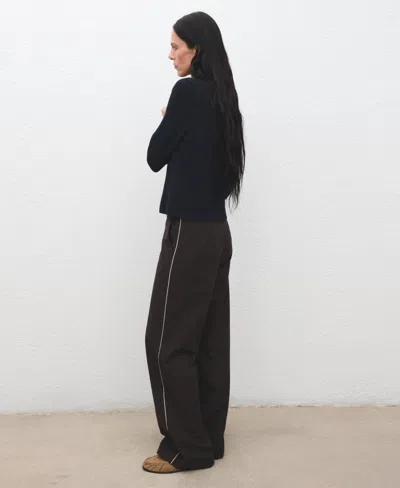 Mango Women's Ribbed Polo-neck Buttons Sweater In Blue