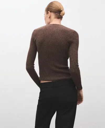 Mango Women's Perkins Neck Ribbed Sweater In Brown