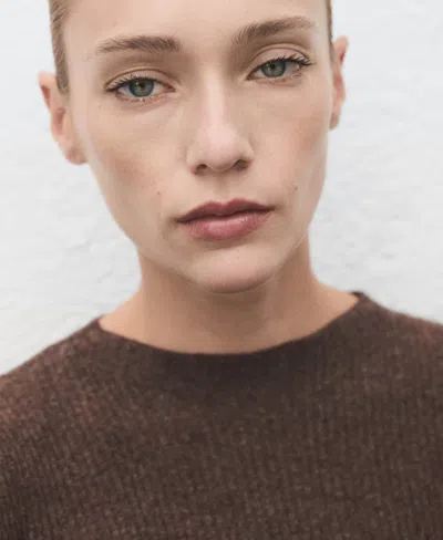 Mango Women's Perkins Neck Ribbed Sweater In Brown