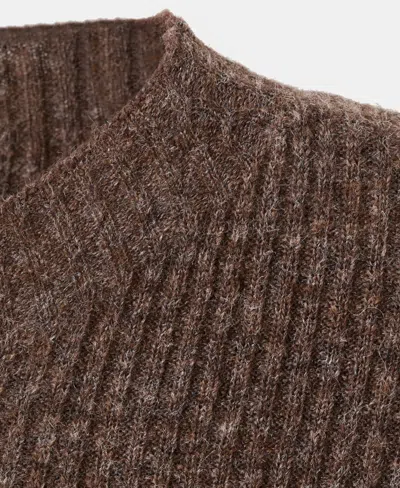 Mango Women's Perkins Neck Ribbed Sweater In Brown