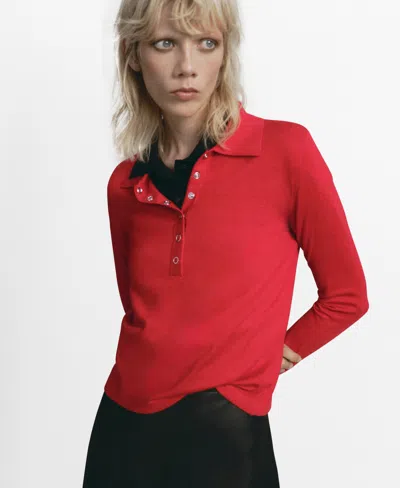Mango Women's Long-sleeved Polo-neck Sweater In Red