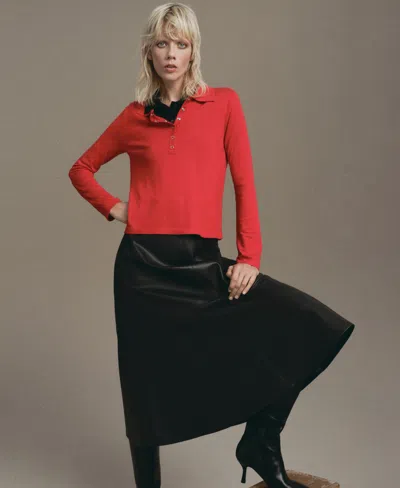 Mango Women's Long-sleeved Polo-neck Sweater In Red