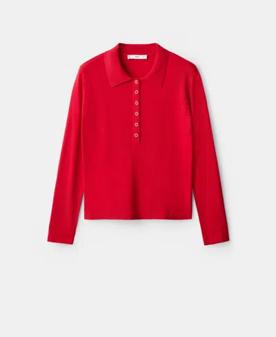 Mango Women's Long-sleeved Polo-neck Sweater In Red