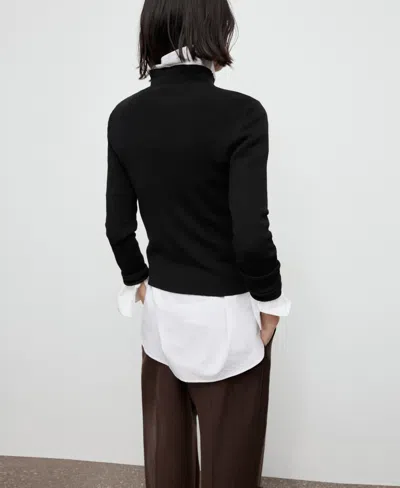 Mango Women's Perkins Neck Fitted Sweater In Black