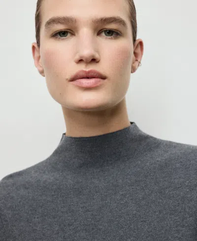 Mango Women's Perkins Neck Fitted Sweater In Gray