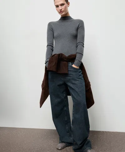 Mango Women's Perkins Neck Fitted Sweater In Gray