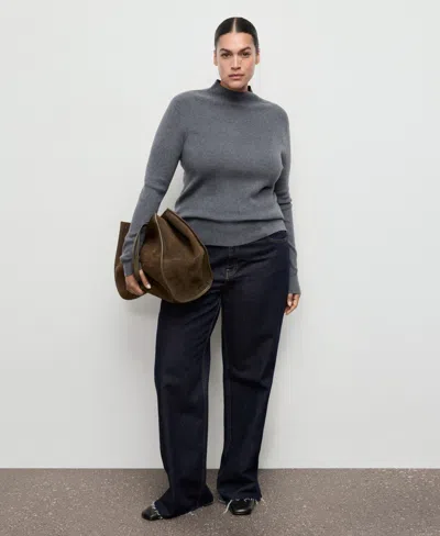 Mango Women's Perkins Neck Fitted Sweater In Gray