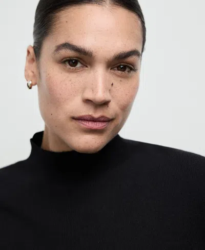 Mango Women's Perkins Neck Fitted Sweater In Black