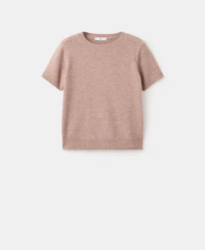 Mango Women's Short-sleeved Lurex Sweater In Pink