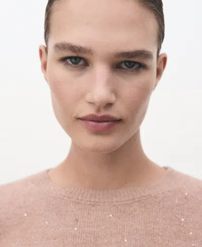 Mango Women's Short-sleeved Lurex Sweater In Pink