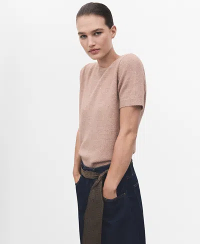 Mango Women's Short-sleeved Lurex Sweater In Pink