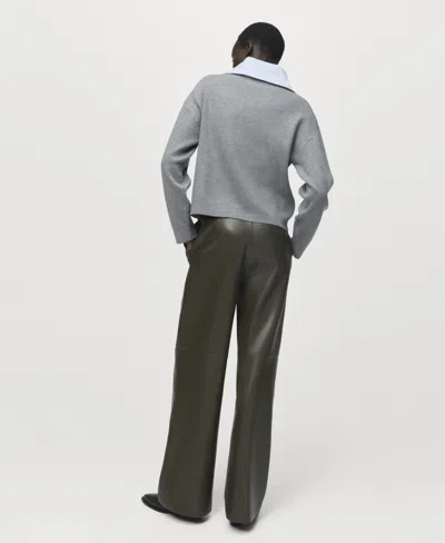 Mango Quarter Zip Turtleneck Sweater In Gray