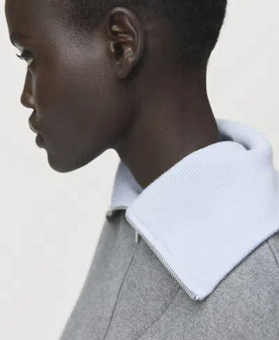 Mango Quarter Zip Turtleneck Sweater In Gray