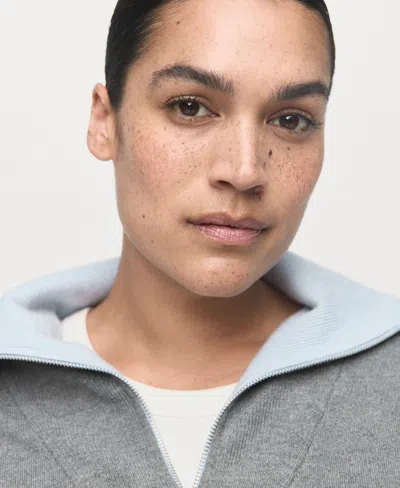 Mango Quarter Zip Turtleneck Sweater In Gray
