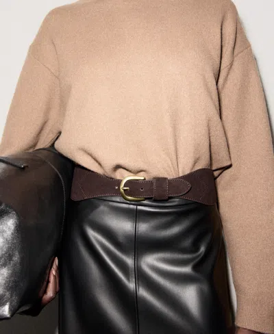 Mango Crewneck Sweater In Brown