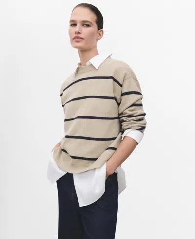 Mango Women's Knit Striped Sweater In Gray