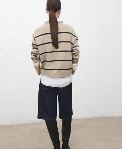Mango Women's Knit Striped Sweater In Gray