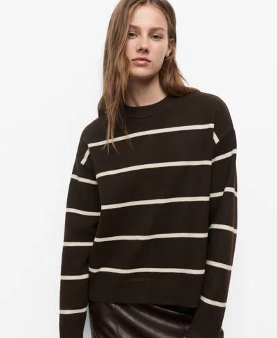 Mango Women's Knit Striped Sweater In Brown