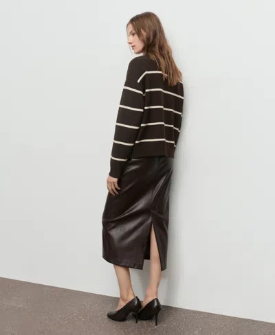 Mango Women's Knit Striped Sweater In Brown