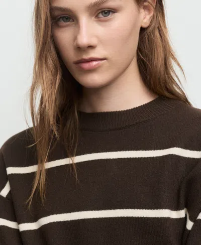 Mango Women's Knit Striped Sweater In Brown