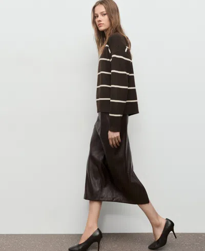 Mango Women's Knit Striped Sweater In Brown