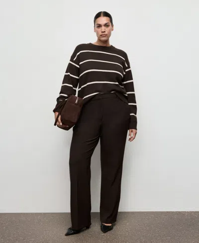 Mango Women's Knit Striped Sweater In Brown