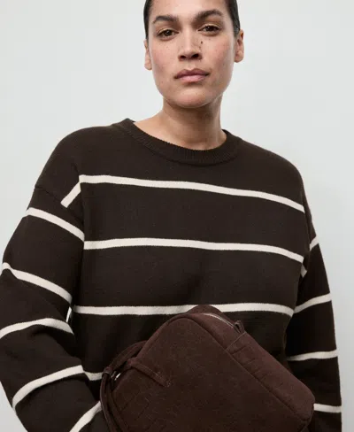 Mango Women's Knit Striped Sweater In Brown