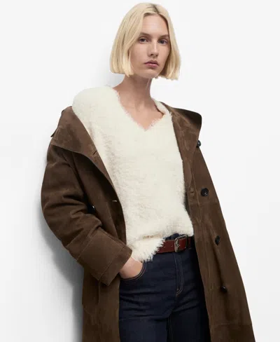 Mango Women's Fur-effect Knitted Sweater In Brown