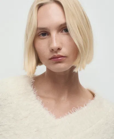 Mango Women's Fur-effect Knitted Sweater In Brown