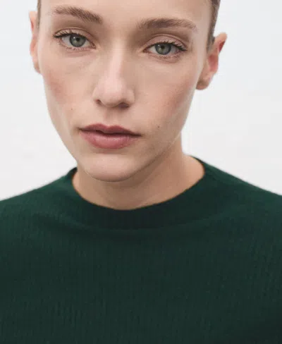 Mango Women's Perkins Neck Ribbed Sweater In Green