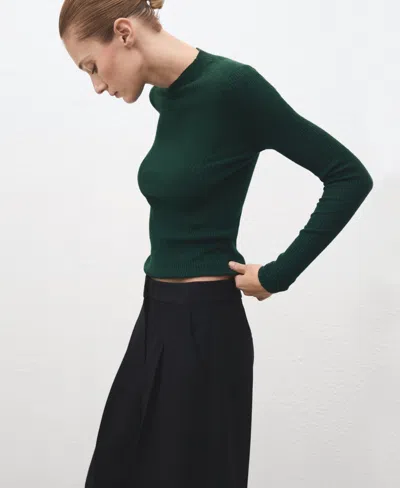 Mango Women's Perkins Neck Ribbed Sweater In Green