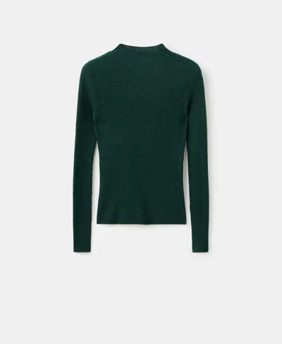 Mango Women's Perkins Neck Ribbed Sweater In Green