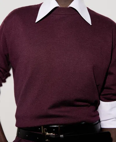Mango Women's Fine-knit Crew-neck Sweater In Burgundy