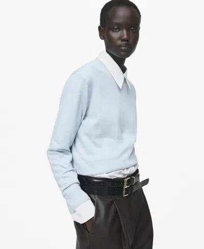 Mango Women's Fine-knit Crew-neck Sweater In Blue