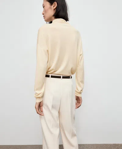 Mango Cable-knit Turtleneck Sweater Pastel Yellow In Neutral