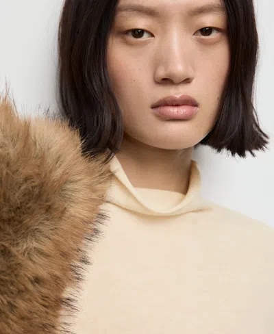 Mango Cable-knit Turtleneck Sweater Pastel Yellow In Neutral