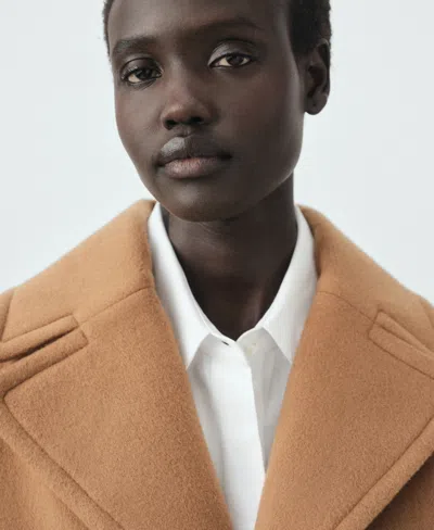 Mango Women's Lapel Manteco Wool Coat In Brown